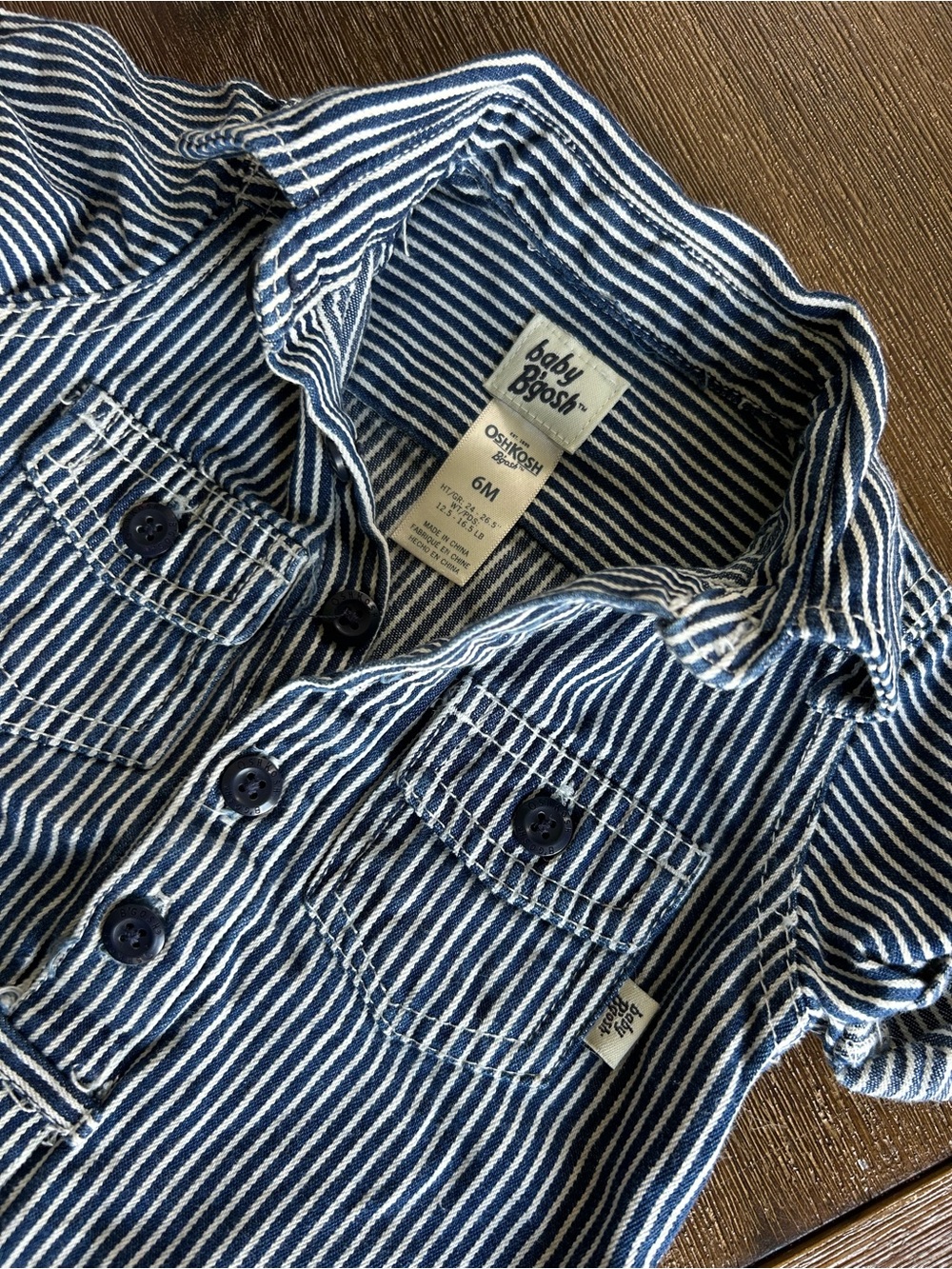OshKosh B'gosh Navy & White Striped Button-Down Shirt